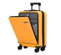 TydeCkare Trolley Bagaglio a Mano 55x40x20 cm, con Tasca Frontale, ABS+PC Rigido Ultraleggero Rigidità 4 Ruote Silenziose, Chiusura a Combinazione, Arancia