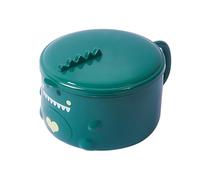 Tyenaza Cartoon Dinosaur Noodle Bowl Stainless Steel Large Capacity Soup Bowls with Lid and Handle for School Home (Green)