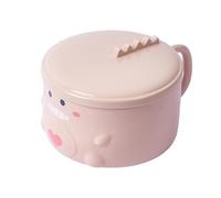 Tyenaza Cartoon Dinosaur Noodle Bowl Stainless Steel Large Capacity Soup Bowls with Lid and Handle for School Home (Pink)