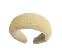 Tyenaza Fascia per trucco, Fascia per capelli Moda Fascia larga per capelli Fascia in peluche Decorazione antiscivolo per il lavaggio del vestito (Cerchio in pelo di coniglio giallo brillante)