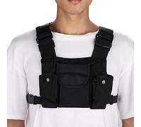 Tyenaza Nylon Black Walkie-Talkie Talch Tast, Walkie Talkie Double Chest Cabharness Pack Case, per incendi e (22,3 * 18,4 cm)