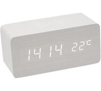 Tyenaza Orologio a LED in Legno, Sveglia Digitale LED con Ricarica Wireless LED, Ampio display USB Suono di Allarme Controllo Della Temperatura da Tavolo per Il Comodino Della Camera da Letto