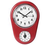 Tyenaza Orologio da Parete Retrò, Timer da Cucina, Orologio da Parete Analogico per la Casa, Decorazione della Stanza Rossa per Soggiorno al Coperto