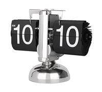 Tyenaza Orologio da Tavolo a Fogli Mobili, Orologio Digitale con Vibrazione, Orologio da Scrivania con Vibrazione Automatica Meccanica retrò Minimalista a Un Piede per Il Soggiorno di Casa (Nero)