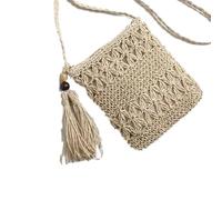 Tyenaza Sacca intrecciata di gocce di paglia, borsa a forma quadra a mano in maglieria per appuntamenti in spiaggia