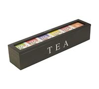 Tyenaza Tea Box, Wooden Tea Storage Box, Coffee Bag Storage Box Home Storage Container, For Organizing Tea Bag, Sugar Packet, Decorative Home Furnishing (Black)