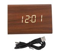 Tyenaza Triangle Wood Digital Clock, Modern Simple Design Portable Wooden LED Clock for Home Office Travel