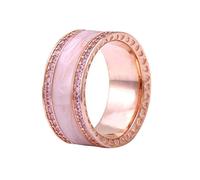 TYERY Anelli per Gioielli Anello da Donna Largo in Gomma Semplice Rosa Oro Rosa con Design a NicchiaOro rosa,