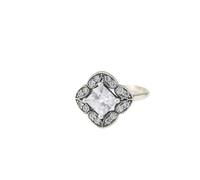 TYERY Anello da Donna in Argento Sterling 925 con Design Di Nicchia e Diamanti Quadrati Anello in Pietra Bianca Foglia VintageDiamanti bianchi,