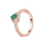 TYERY Anello in Argento 925 con Diamante a Forma Di Cuore, Anello a Cuore Lucido per DonnaVerde oro rosa, 52MM