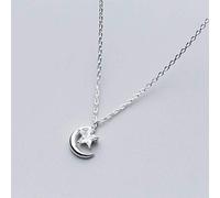 TYERY Collana in Argento S925, Collana Femminile Semplice Stella Lunare con Diamanti, Collana Personalità Stella e Luna, Catena Clavicolacollana in argento s925