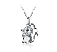 TYERY Collana in Argento S925, Moda Femminile Coreana con Diamanti, Collana con Topo Piccolo, Anno Zodiacale Cinese Del Ciondolo Ratto con Catena Clavicola Femminileargento, Argento 925