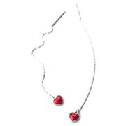 TYERY Orecchini a Forma Di Cuore Orecchini Di Amore Rosso Coreano Femminile S925 Filo Di Fungo Bianco