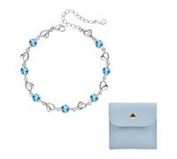 TYFGRT 1 Braccialetto di Diamanti Blu E 1 Borsa di Gioielli, Braccialetto Scintillante, Braccialetto d'Amore, Braccialetto di Strass, Braccialetto da Donna, Braccialetto Regolabile