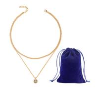 TYFGRT 1 Collana A Doppio Strato E 1 Custodia, Collana con Ciondolo per Donna, Collana con Strass, Collana Elegante, Gioielli per Donna, Accessori di Abbigliamento
