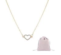 TYFGRT 1 Collana con Diamanti A Cuore E 1 Borsa per Gioielli, Collana Semplice retrò, Collana Glitter, Collana Elegante, Gioielli da Donna