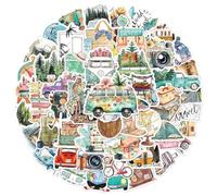 TYFGRT 100 adesivi da viaggio per esterni, in stile retrò, adesivi decorativi, impermeabili, possono essere utilizzati per decorare articoli di cancelleria, skateboard e bottiglie d'acqua