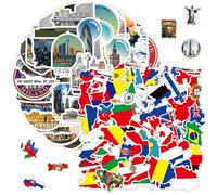 TYFGRT 100 Pezzi Adesivi Terreno Bandiera, Adesivi Graffiti Impermeabili, Design Creativo, Facile da Applicare, Adesivi Antiolio, Adatto per Frigorifero, Notebook E Altre Decorazioni