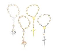 TYFGRT 2 Bracciali con Ali d'Angelo E 2 Bracciali con Croce, Bracciali con Perle Finte, Bracciali Eleganti, Bracciali da Donna, Accessori di Abbigliamento