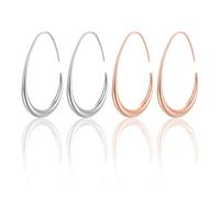 TYFGRT 2 Paia di Orecchini A Cerchio da Donna, Orecchini in Oro Rosa da Donna, Orecchini Pendenti in Argento da Donna, Orecchini Pendenti Ovali Grandi (3 * 4 Cm)