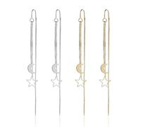 TYFGRT 2 Paia di Orecchini A Stella E Luna, Orecchini Semplici alla Moda, Orecchini A Goccia Lunghi, Orecchini con Nappe, Orecchini Eleganti, Gioielli da Donna