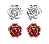 TYFGRT 2 Paia di Orecchini Rosa, Orecchini in Argento, Orecchini Moda da Donna, Decorazioni di Gioielli, Orecchini Accessori di Abbigliamento, Gioielli Personalizzati