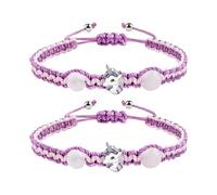 TYFGRT 2 Pezzi di Simpatici Braccialetti A Forma di Cartone Animato, Braccialetti per Bambini, Braccialetti per Ragazze, Braccialetti Tessuti A Mano, Braccialetti Regolabili