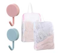 TYFGRT 2 Sacchetti di Protezione per La Biancheria E 2 Ganci Autoadesivi, Borsa per La Biancheria A Mano, Borsa per La Biancheria da Viaggio, Borsa per La Biancheria di Grande capacità