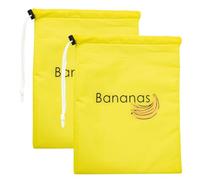 TYFGRT 2 sacchetti per banane, isolanti alimentari, per frigorifero, frutta e verdura, riutilizzabili, in poliestere, coulisse, giallo, grande capacità