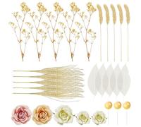 TYFGRT 28 Pezzi Inserti Floreali, Decorazione Torta Compleanno Uovo, Decorazione Fiore Torta, Decorazione Topper Torta, Adatto per Feste, Riunioni, Matrimoni