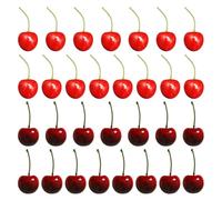 TYFGRT 30 Pezzi di Ciliegie Artificiali, Decorazioni di Frutta Artificiale, Oggetti di Scena per Foto, Decorazioni per Il Desktop, Accessori Artigianali Fai da Te