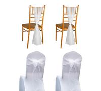 TYFGRT 4 Pezzi di Decorazione in Garza Bianca con Schienale per Sedia, Cintura in Garza per Sedia in Poliestere, Cintura in Tessuto Garza per Sedia, Decorazione Matrimonio Sposa E Sposo