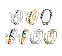 TYFGRT Anello Rotante con Perline da 7 Pezzi, Anello Arcobaleno, Anello Diviso Regolabile, Anello Antistress, Anello Giocattolo Ansia, Set di Giocattoli Fidget