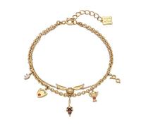 TYFGRT Bracciale con Ali Dorate da 1 Pezzo, Braccialetto di Tendenza della Moda, Braccialetto Regalo, Braccialetto per Ragazze, Braccialetto dalla Forma Creativa, Braccialetto A Doppio Strato