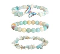 TYFGRT Bracciale di Cristallo 3 Pezzi, Bracciale con Ciondolo A Farfalla, Bracciale con Perline Rotonde, Bracciale di Cristallo Irregolare, Bracciale con Cordino Elastico, Bracciale da Donna