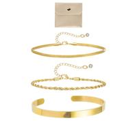 TYFGRT Braccialetti da 3 Pezzi, Custodia per Gioielli da 1 Pezzo, Braccialetti d'oro, Braccialetti Impilabili, Accessori di Gioielleria da Donna, Accessori di Gioielleria di Moda