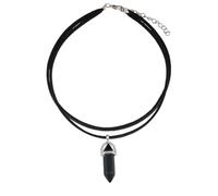 TYFGRT Collana con Ciondolo Nero da 1 Pezzo, Cristalli, A Doppio Strato, Gioiello Semplice alla Moda per Donna