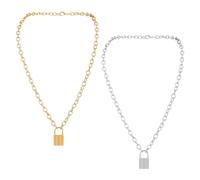 TYFGRT Collane con Lucchetto da 2 Pezzi, Gioielli di Moda, Collane Creative, Collane con Ciondolo, Collane in Acciaio Inossidabile, Collane Punk