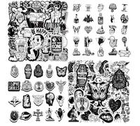 TYFGRT Confezione da 100 Adesivi Gotici Inquietanti, Design Gotico, Materiale Impermeabile, Adatti per Decorazioni Personalizzate, Essenziali per Il Fai da Te, Adatti A Una varietà di Superfici.