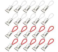 TYFGRT Confezione da 20 Clip per Asciugamani, Clip per Asciugamani con Anello per Appenderlo, Clip per Cucina E Bagno, Clip per Calzini in Metallo, Mollette Antivento, Clip per Asciugatura Multiuso