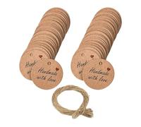 TYFGRT Confezione da 200 Etichette Pendenti Fatte A Mano con 40 Metri di Spago, Etichette in Carta Kraft, Etichette Regalo, Etichette Artigianali, Etichette Decorative