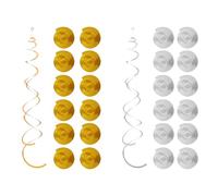 TYFGRT Confezione da 24 Pendenti A Spirale, Decorazioni da Soffitto, Decorazioni da Appendere, Decorazioni per Feste di Matrimonio di Compleanno, Decorazioni per Feste in Oro E Argento