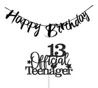 TYFGRT Inserto per Torta per Adolescenti da 1 Pezzo, Striscione di Buon Compleanno da 1 Pezzo, Decorazioni per La Festa del 13° Compleanno, Set di Decorazioni di Compleanno per Ragazzi E Ragazze.
