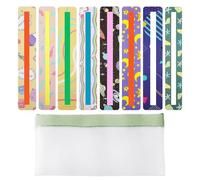 TYFGRT Segnalibri Colorati Da 8 Pezzi E Astuccio Verde Da 1 Pezzo, Ausili Di Lettura Per Bambini, Plastica, Multicolore