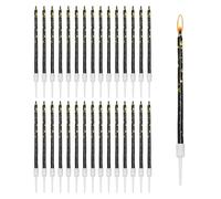 TYFGRT Set di 30 Candele per Torta di Compleanno in Oro Nero - Decorazione per Bambini e Adulti