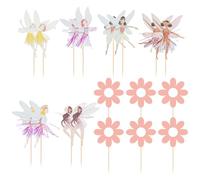 TYFGRT Topper per Torta con Fatina di Fiori da 12 Pezzi, Topper per Torta di Buon Compleanno, Decorazioni per Fate, Decorazioni per Feste per Ragazze