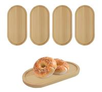 TYFGRT Vassoio Ovale da 4 Pezzi, Vassoio per Tazze da tè in Legno, Sottobicchieri Semplici, Vassoio per Posate Piccolo, Vassoio Decorativo per Candelieri, Mini Vassoio per Piante Verdi