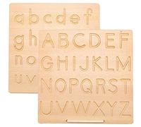 TYFY Tavoletta di tracciamento dell'Alfabeto Montessori, lettere maiuscole e minuscole su doppio lato, in legno, grandi giocattoli Montessori per bambini