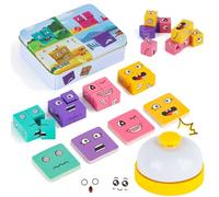 TYFYH Puzzle a cubo in legno, puzzle in legno, gioco di cubi in legno, facce, puzzle da costruzione, puzzle 3D Face Changing Magic Cube, gioco Mastugart per 3 4 5 6 7 bambini con campana da tavolo