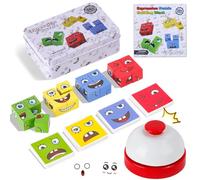 TYFYH Puzzle a cubo in legno, puzzle in legno, gioco di cubi in legno, per facce, puzzle 3D, puzzle Face Changing Magic Cube, gioco Mastugart per 3 4 5 6 7 bambini con campana da tavolo (1)